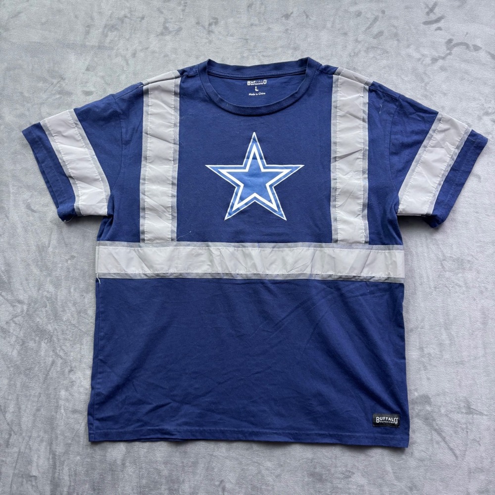 Buffalo Outdoors Mens Reflective Star Safety T-Shirt Navy Blue Work Tee Large